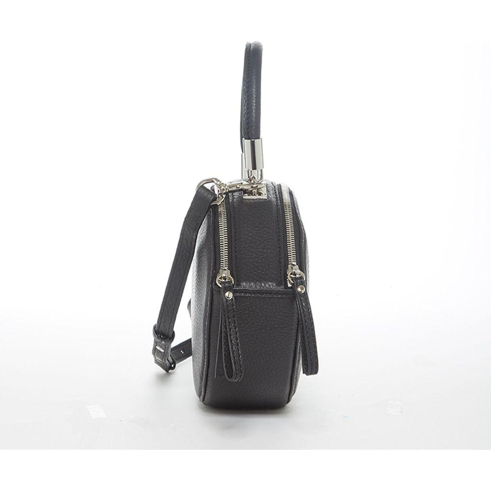 Kiss Circle Shape Leather Crossbody Bag Black - Luxurious Elegance Redefined