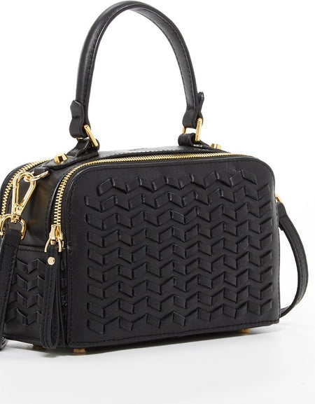 SUSU The Kayla Woven Leather Bag Black