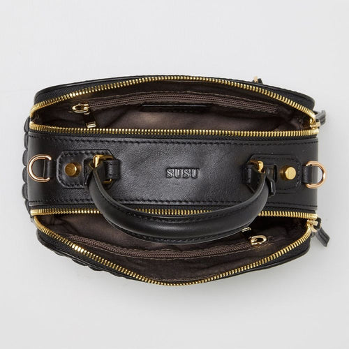 Load image into Gallery viewer, SUSU The Kayla Woven Leather Bag Black
