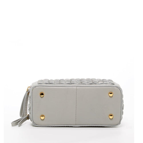 Load image into Gallery viewer, Kayla Light Gray Weave Leather Crossbody Purse
