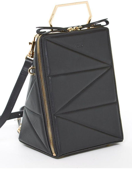 SUSU The Heidi Black Leather Backpack Purse