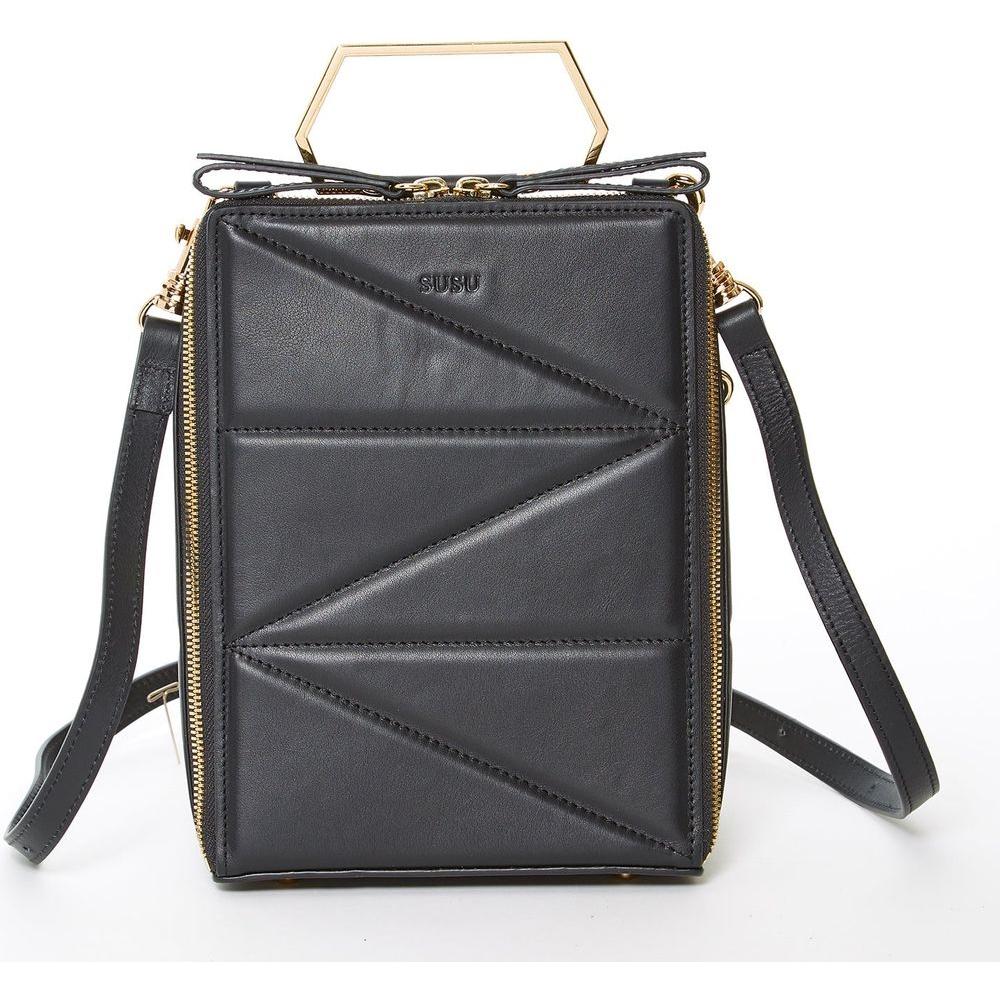 SUSU The Heidi Black Leather Backpack Purse
