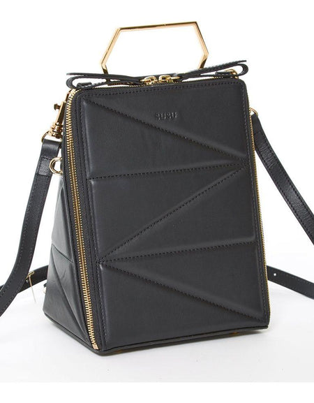 SUSU The Heidi Black Leather Backpack Purse