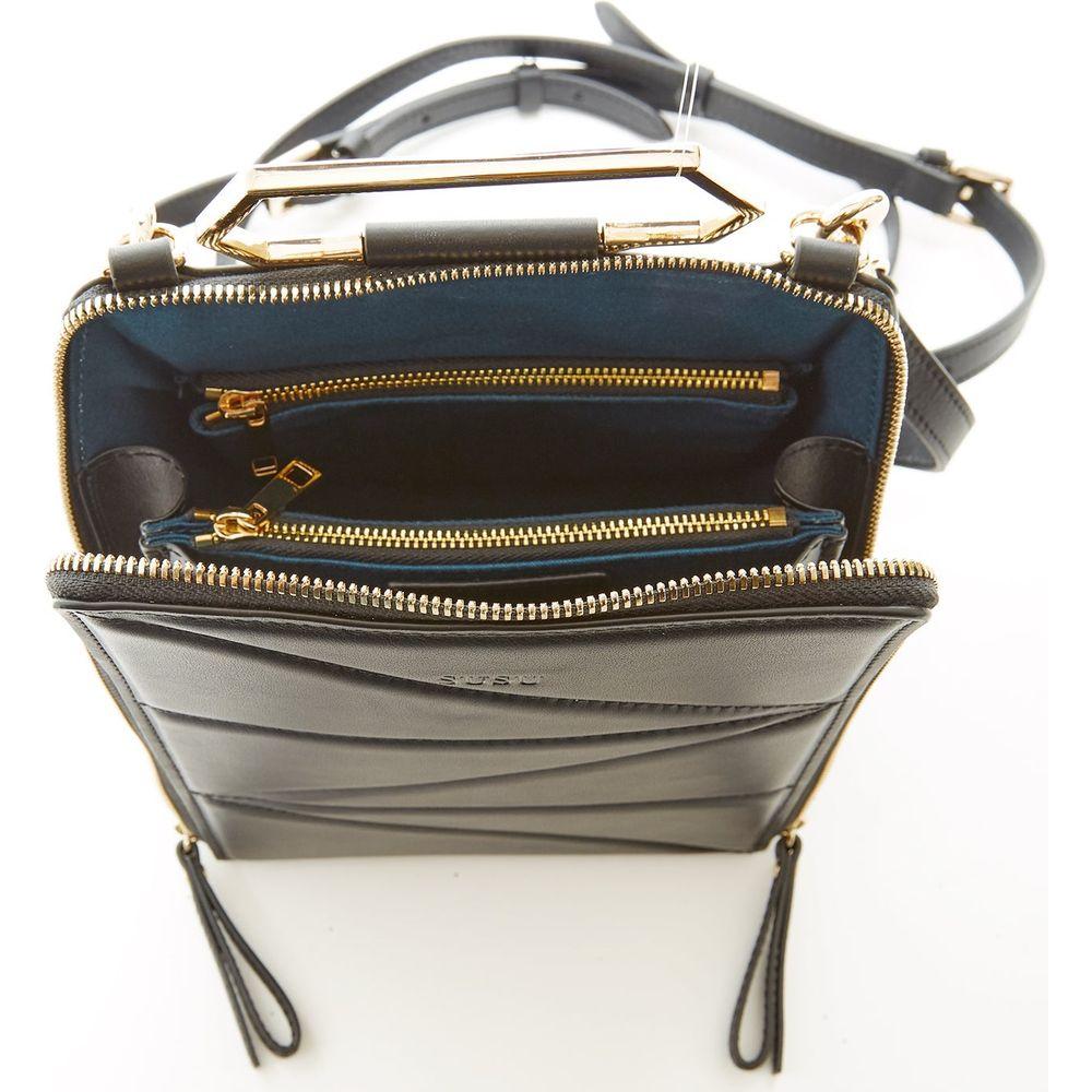 SUSU The Heidi Black Leather Backpack Purse