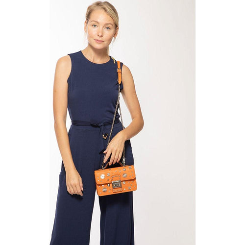 Load image into Gallery viewer, SUSU The Hollywood Studded Leather Crossbody Bag Orange
