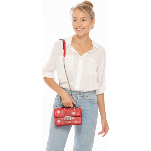 Load image into Gallery viewer, SUSU The Hollywood Studded Leather Crossbody Bag Red
