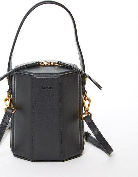 SUSU The Harper Black Leather Bucket Bag