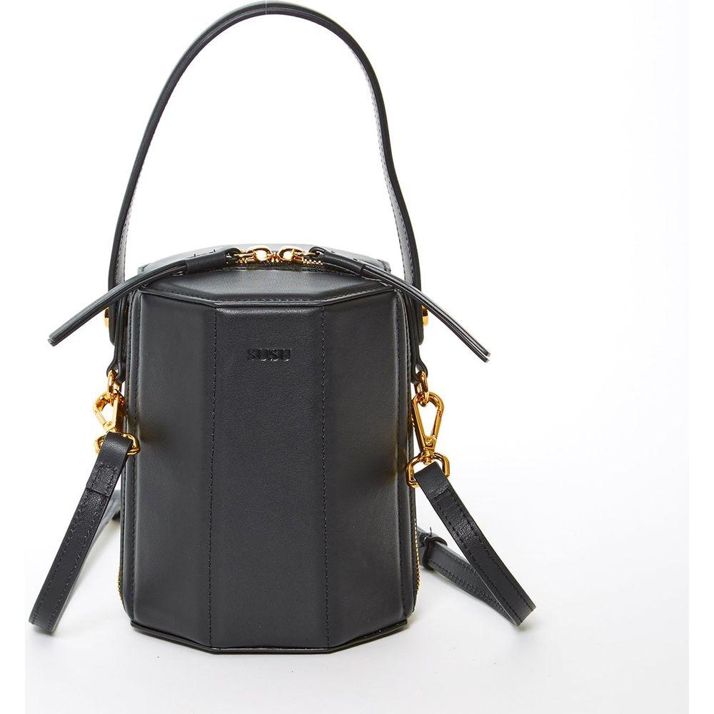 SUSU The Harper Black Leather Bucket Bag