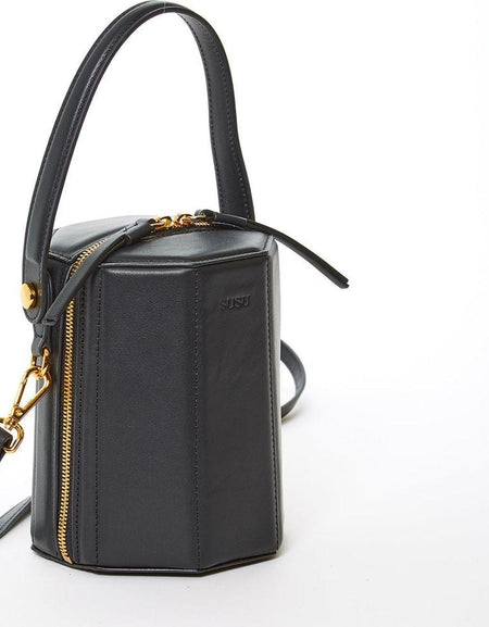 SUSU The Harper Black Leather Bucket Bag