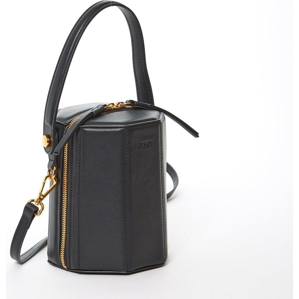 SUSU The Harper Black Leather Bucket Bag