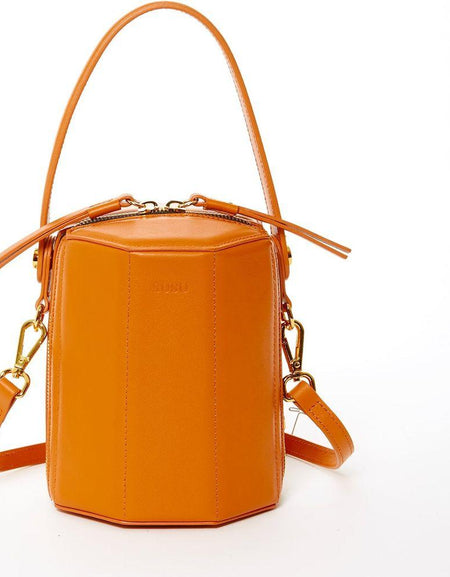 SUSU The Harper Orange Leather Bucket Bag