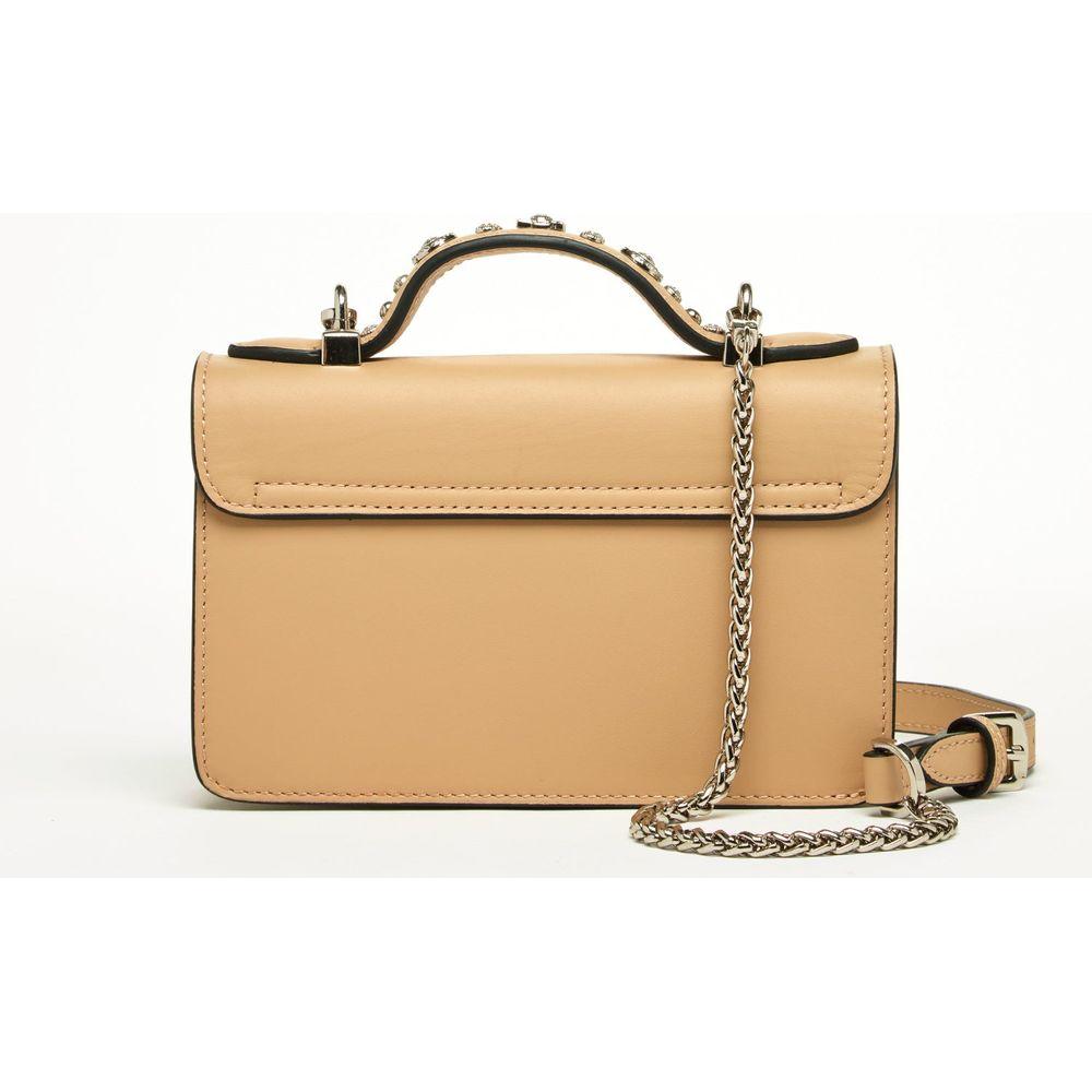 SUSU The Hollywood Leather Crossbody Studded Bag in Dark Beige