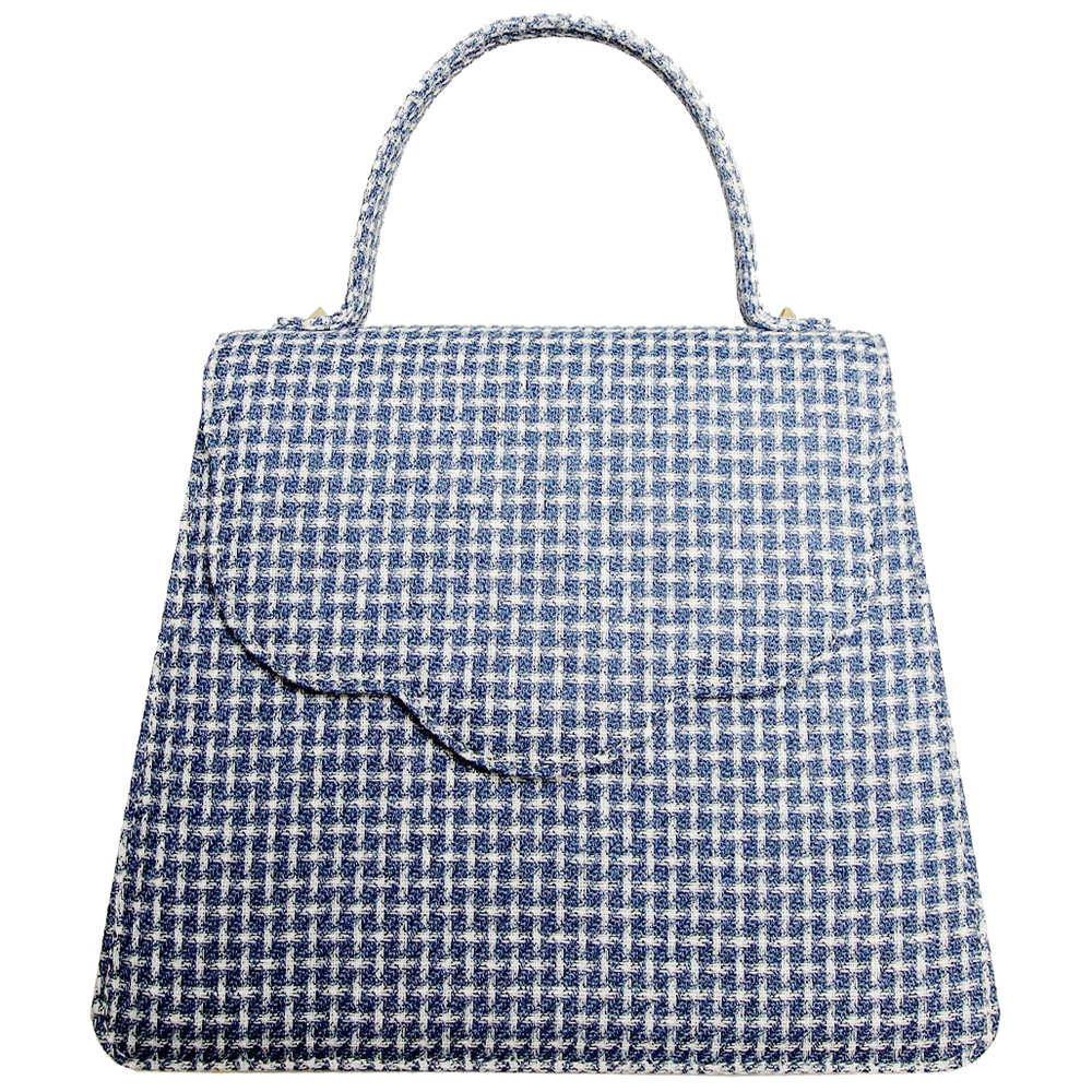 Top Handle Eco Wool Fabric Handbag Blue