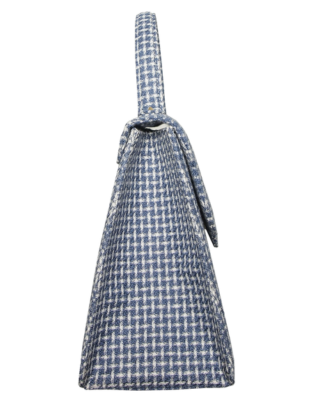 Luxury Eco Wool Fabric Handbag in Blue