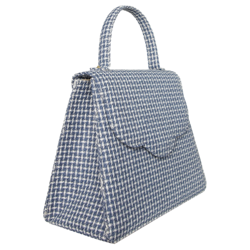 Top Handle Eco Wool Fabric Handbag Blue