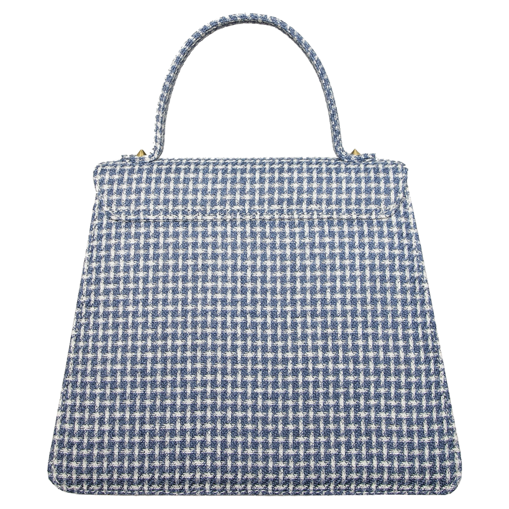 Top Handle Eco Wool Fabric Handbag Blue