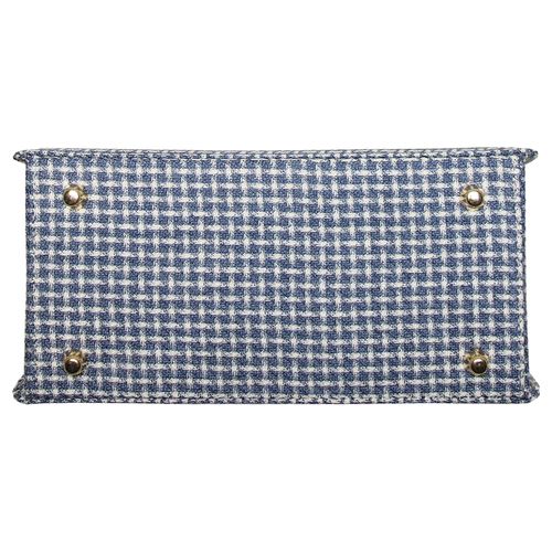 Load image into Gallery viewer, Top Handle Eco Wool Fabric Handbag Blue
