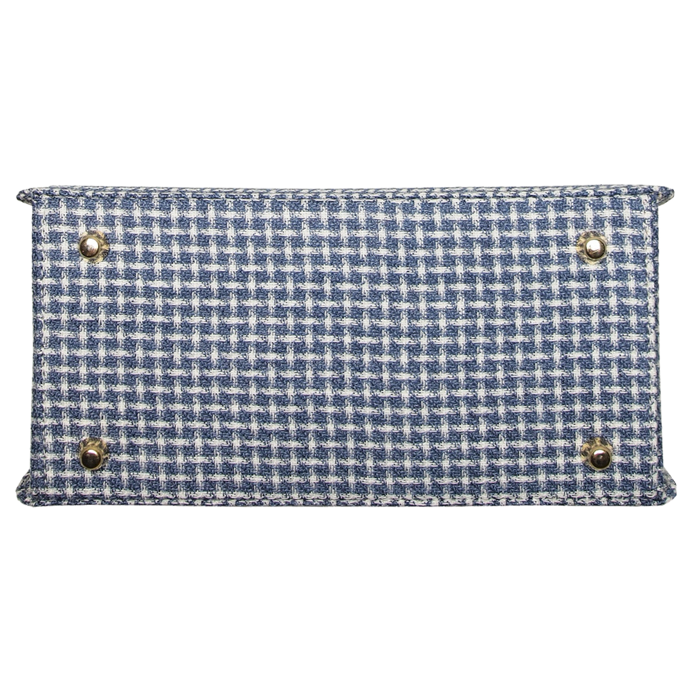 Top Handle Eco Wool Fabric Handbag Blue