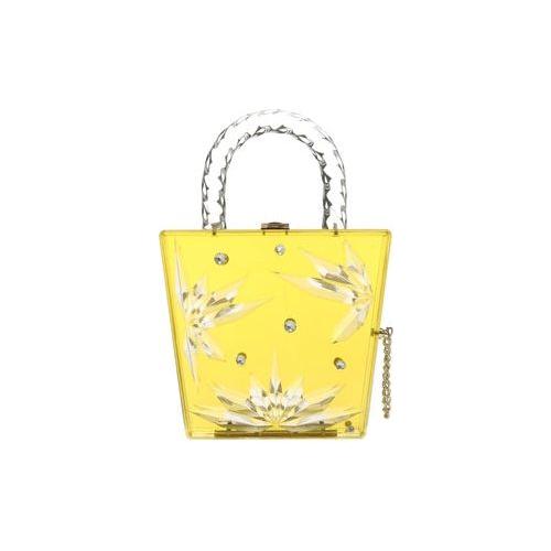 Load image into Gallery viewer, Top Handle Amber Hock Cut to clear Lucite Acrylic Handbag
