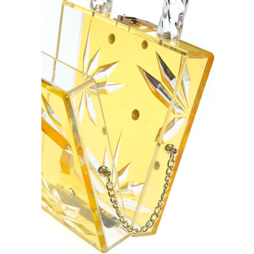 Load image into Gallery viewer, Top Handle Amber Hock Cut to clear Lucite Acrylic Handbag
