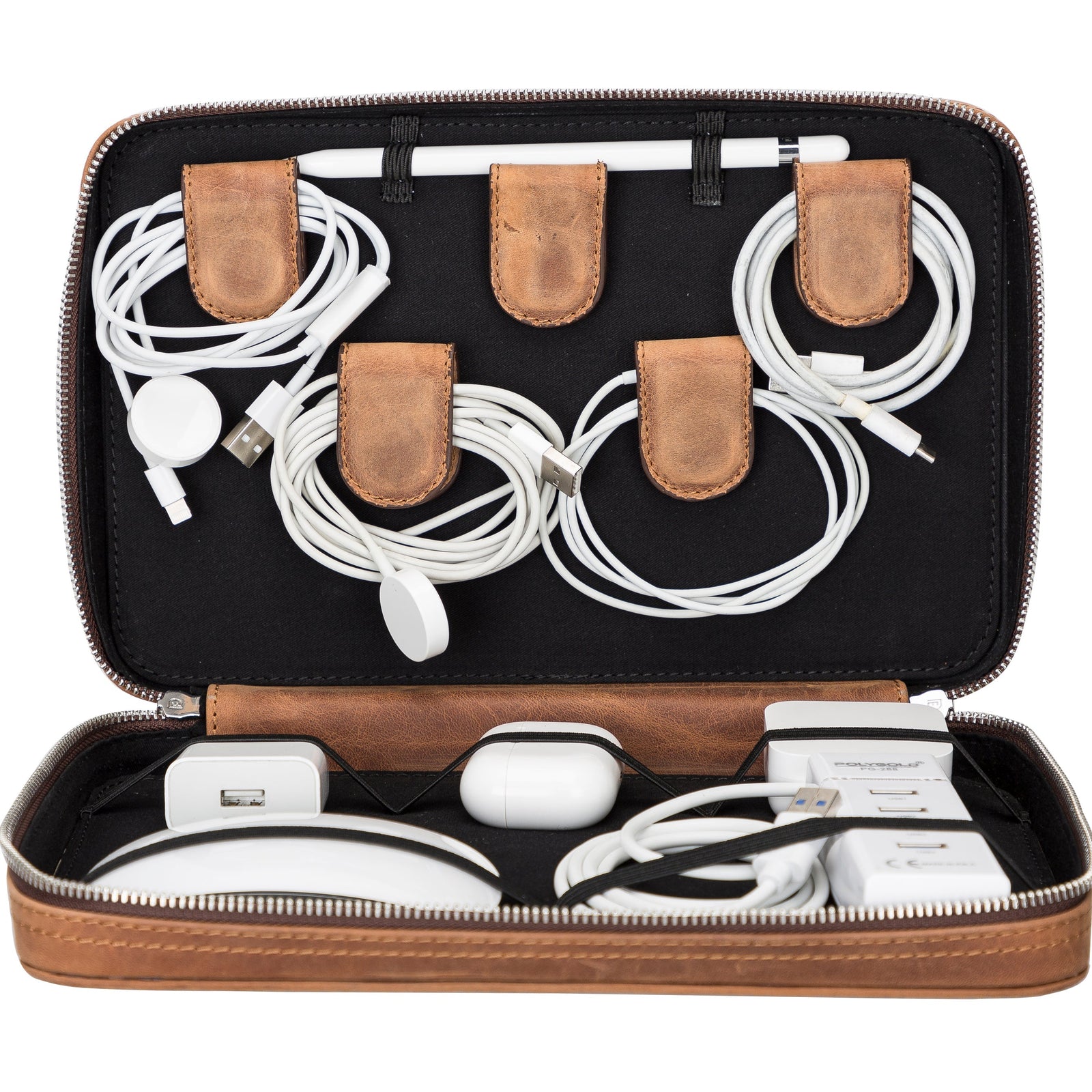 Leather Travel Cable Organizer-0