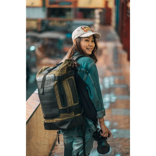 Load image into Gallery viewer, Water Resistant Roll Top Vegan Backpack
