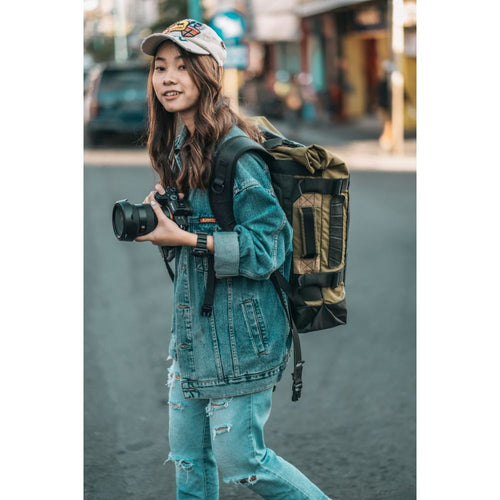 Load image into Gallery viewer, Water Resistant Roll Top Vegan Backpack
