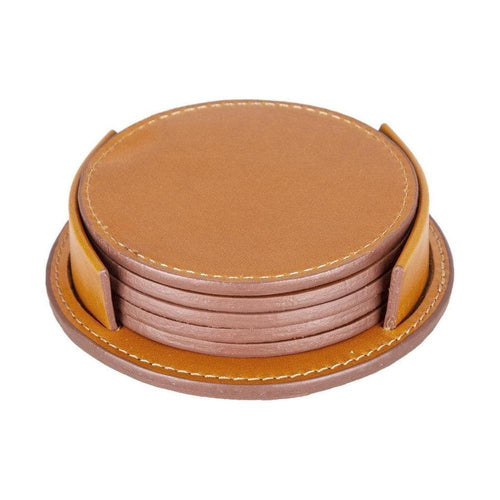 Load image into Gallery viewer, Tucson Genuine Leather Coaster Set of 5 with Holder - Premium Cup Coasters-0
