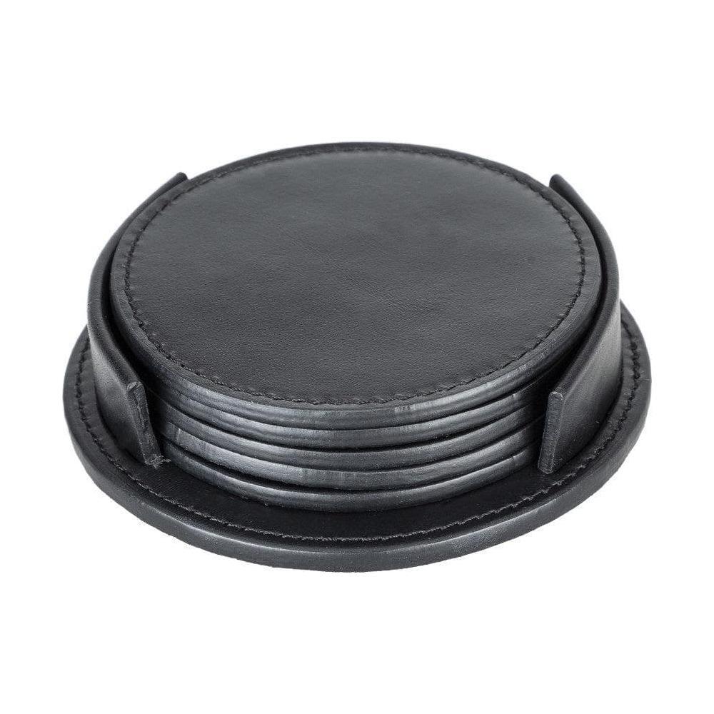 Tucson Genuine Leather Coaster Set of 5 with Holder - Premium Cup Coasters-5