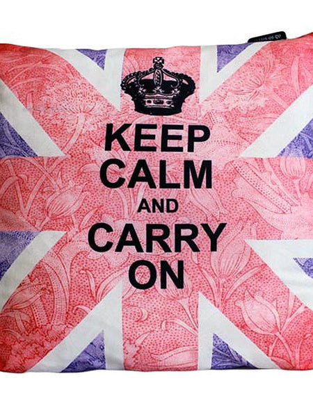 CUSCINI LETTERARI - Copricuscino in Juta lavata / Cotton pillow case  KEEP CALM AND CARRY ON - Size 40x40cm-0