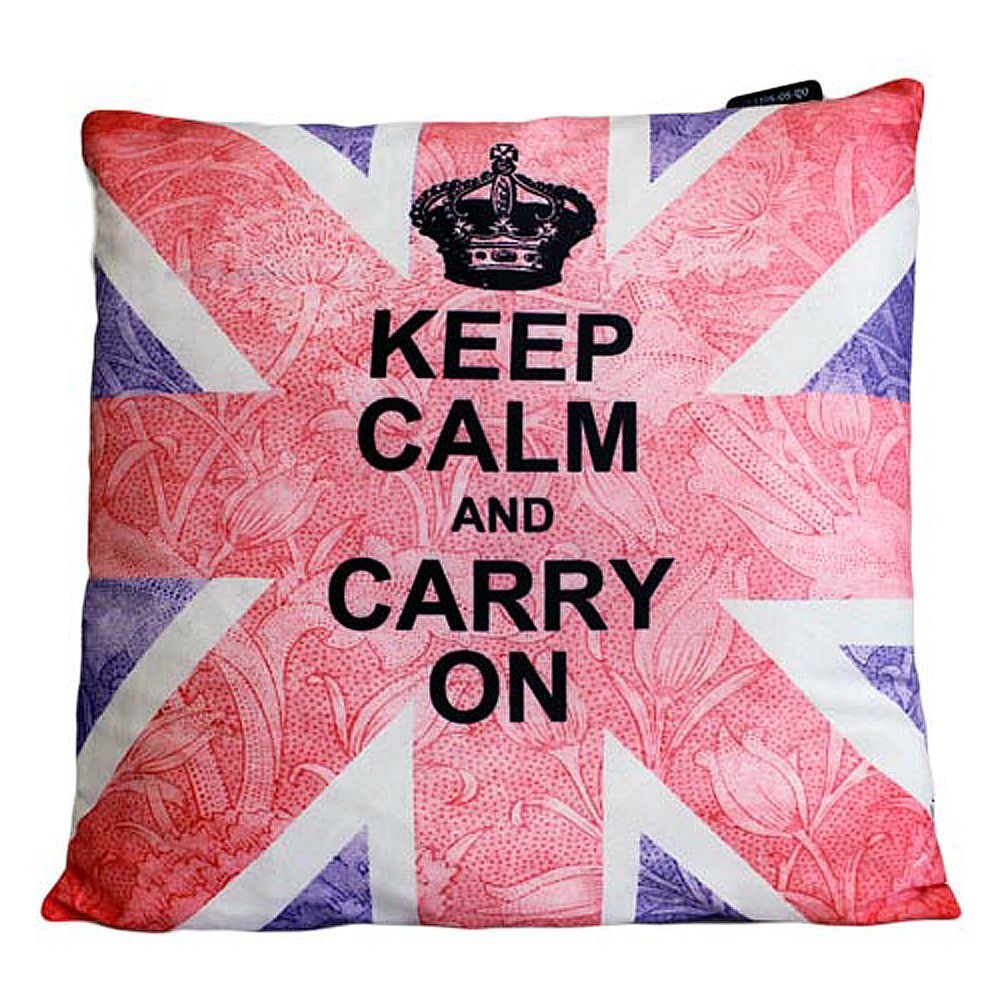 CUSCINI LETTERARI - Copricuscino in Juta lavata / Cotton pillow case  KEEP CALM AND CARRY ON - Size 40x40cm-0