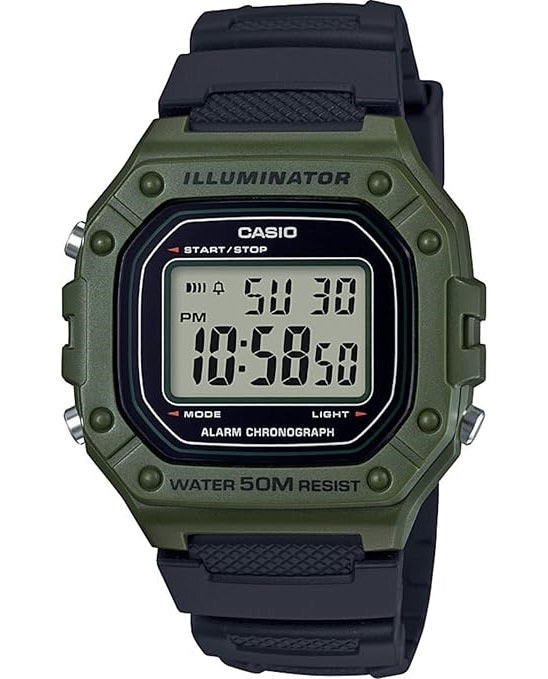 ?CASIO TIMELESS COLLECTION Mod. SPORT ILLUMINATOR WR 50M. ALARM. CHRONOGRAPH - ARMY GREEN-0