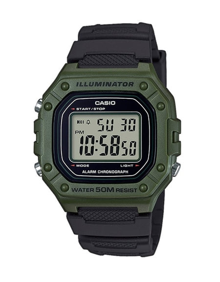 CASIO TIMELESS COLLECTION Mod. SPORT ILLUMINATOR WR 50M. ALARM. CHRONOGRAPH - ARMY GREEN-0