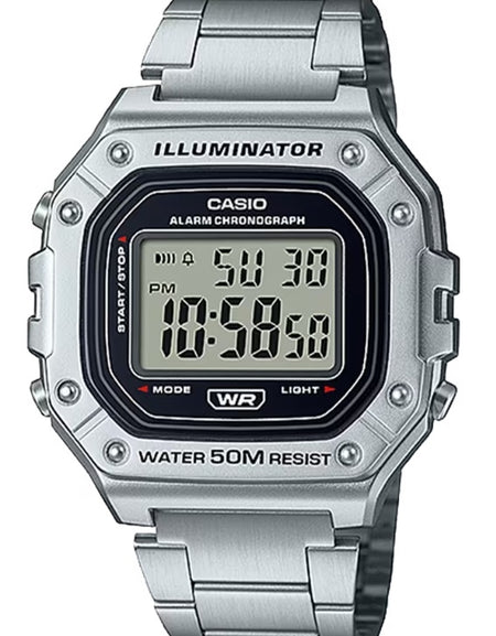 CASIO TIMELESS COLLECTION Mod. SPORT ILLUMINATOR WR 50M, ALARM, CHRONOGRAPH - SILVER - METAL SERIE-0