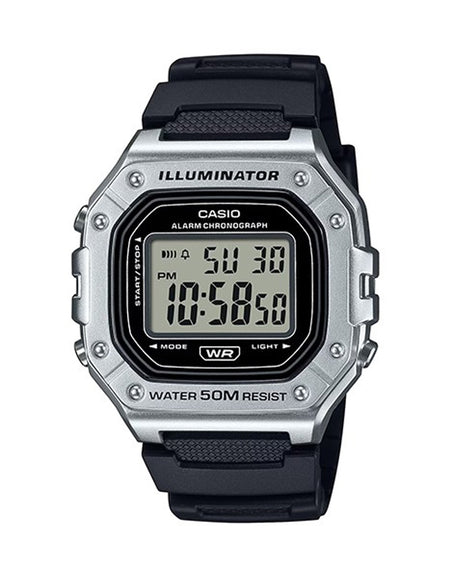 CASIO TIMELESS COLLECTION Mod. SPORT ILLUMINATOR WR 50M. ALARM. CHRONOGRAPH - SILVER - METAL SERIE-0