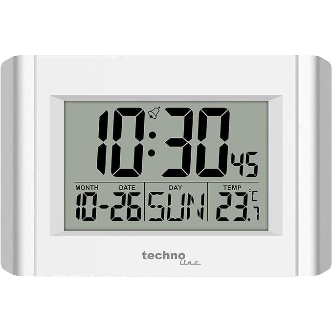 TECHNO LINE Mod. WS8002 - Orologio da parete-tavolo digitale con temp. data e allarme - Wall clock- digital table with temp. date and alarm-0