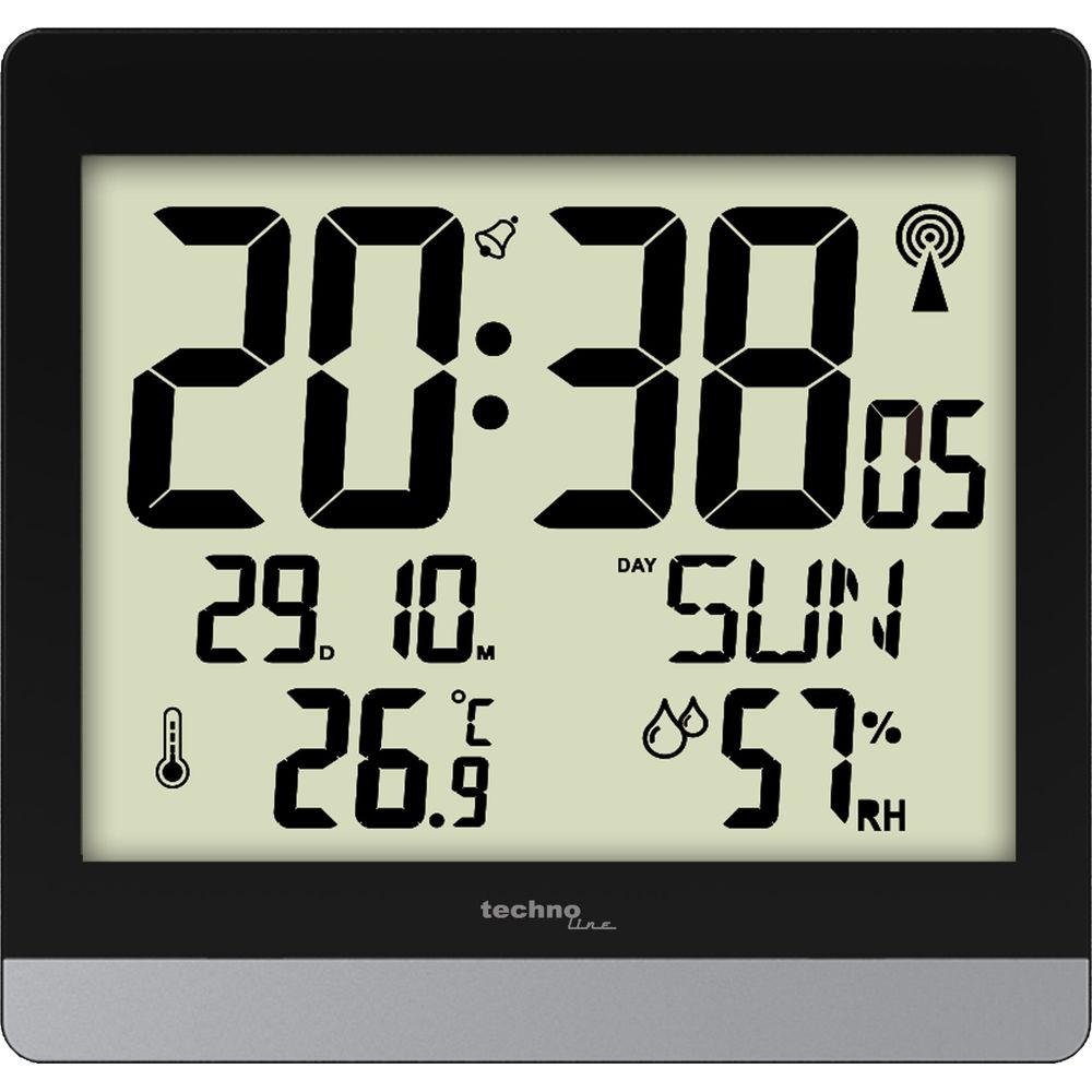 TECHNO LINE Mod. WS8014 - Orologio da parete radioc con temp, umidità, data (7 lingue) e allarme - Radio controlled wall clock with temp, humidity, date (7 languages) and alarm-0