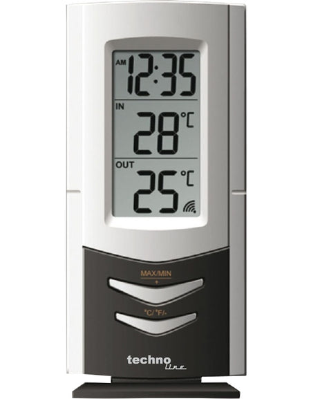 TECHNO LINE Mod. WS9178 - Termometro da parete-tavolo. tem interna-esterna con sensore wireless e orologio - Wall-table thermometer. indoor-outdoor temp with wireless sensor-0
