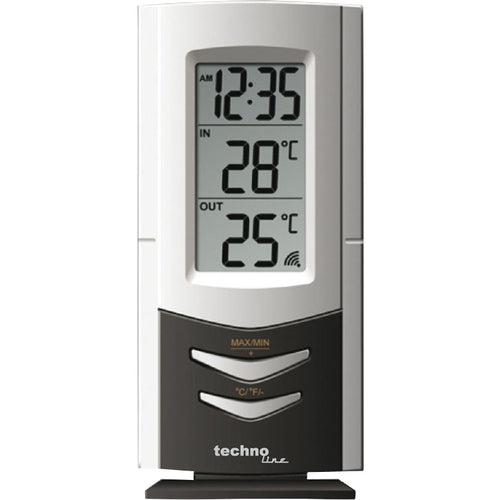 Load image into Gallery viewer, TECHNO LINE Mod. WS9178 - Termometro da parete-tavolo. tem interna-esterna con sensore wireless e orologio - Wall-table thermometer. indoor-outdoor temp with wireless sensor-0
