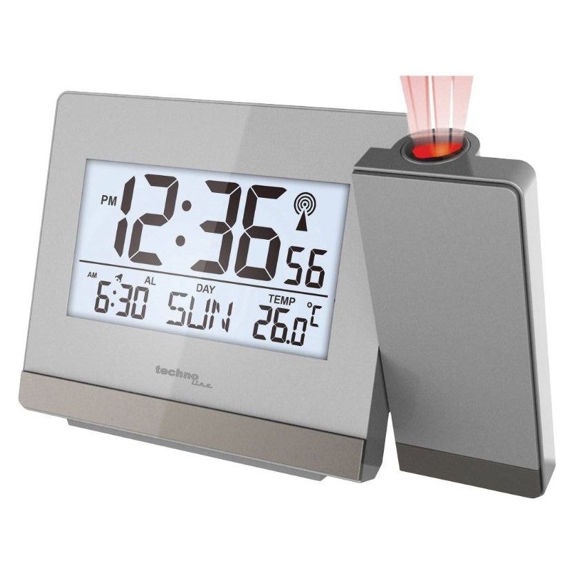 TECHNO LINE Mod. WT538 - Sveglia radiocontrollata con proiezione a soffitto dell orario - Radio controlled alarm clock with time projection + alim 220 volts-220 volts power supply-0