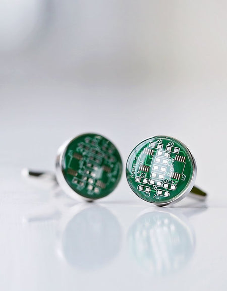 Real Circuit board Cufflinks + Engraved Box