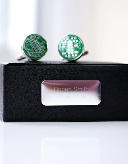Real Circuit board Cufflinks + Engraved Box