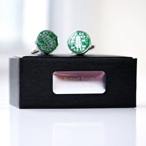 Load image into Gallery viewer, Real Circuit board Cufflinks + Engraved Box
