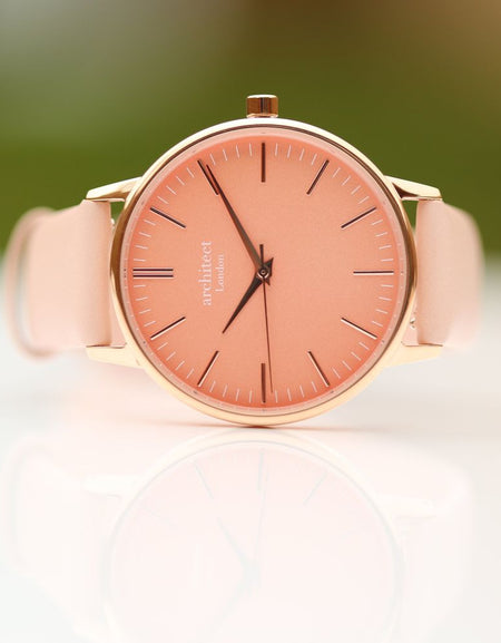 Ladies Architēct Coral - Handwriting Engraving + Light Pink Strap