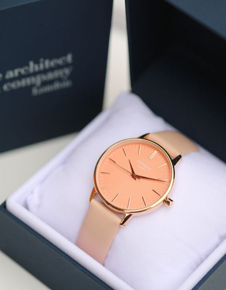 Ladies Architēct Coral - Handwriting Engraving + Light Pink Strap