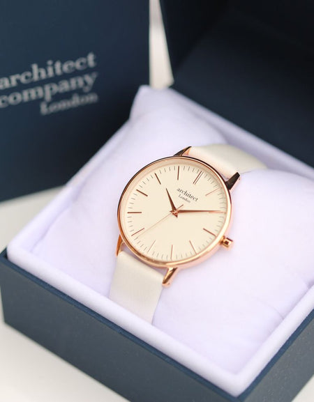 Ladies Architēct Blanc - Handwriting Engraving + White Strap
