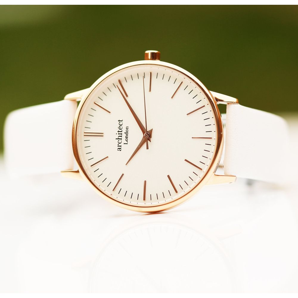 Ladies Architēct Blanc - Handwriting Engraving + White Strap