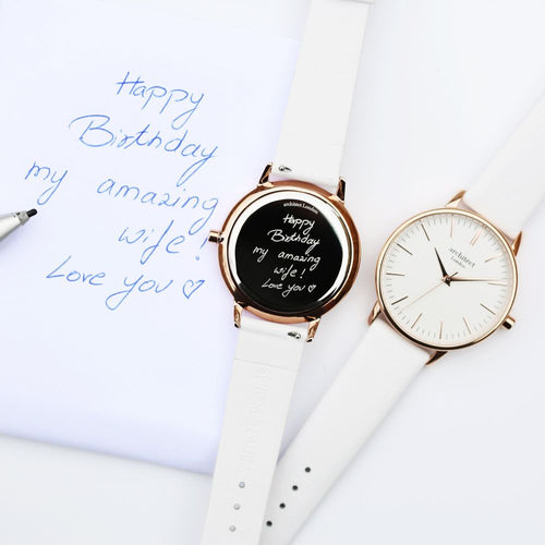 Load image into Gallery viewer, Ladies Architēct Blanc - Handwriting Engraving + White Strap
