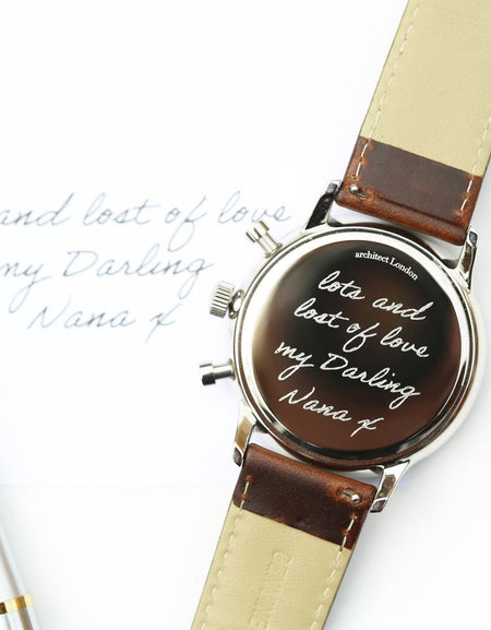 Handwriting Engraving - Men's Architect Motivator Green Face Walnut