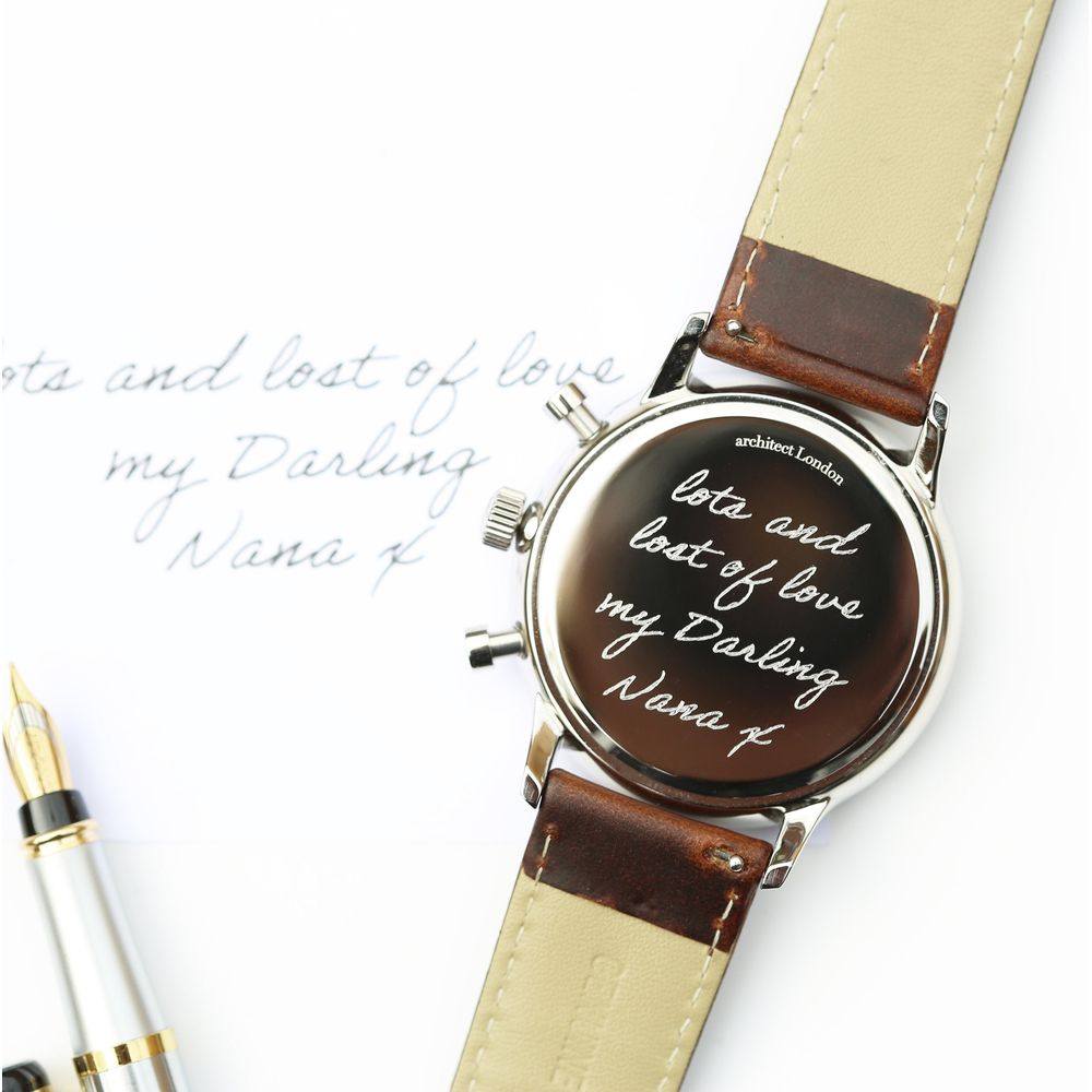 Handwriting Engraving - Men's Architect Motivator Green Face Walnut